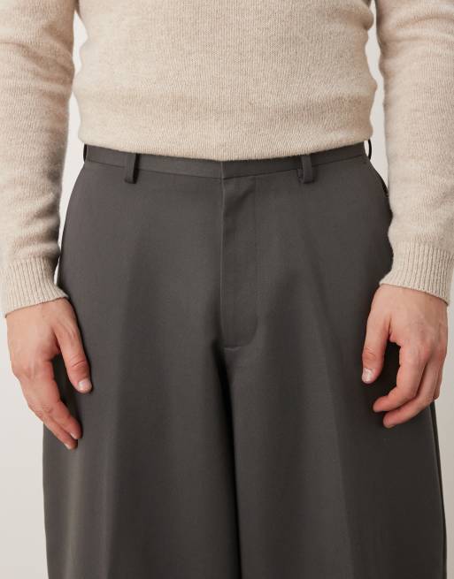 ASOS DESIGN - Pantaloni bombati ampi sartoriali antracite, 4 di 5