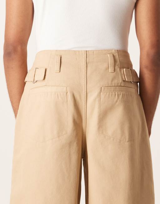 ASOS DESIGN - Pantaloni bombati beige raccolti sui lati, 5 di 5