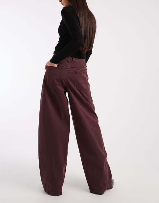 ASOS DESIGN - Pantaloni bombati color prugna effetto slavato, 2 di 5