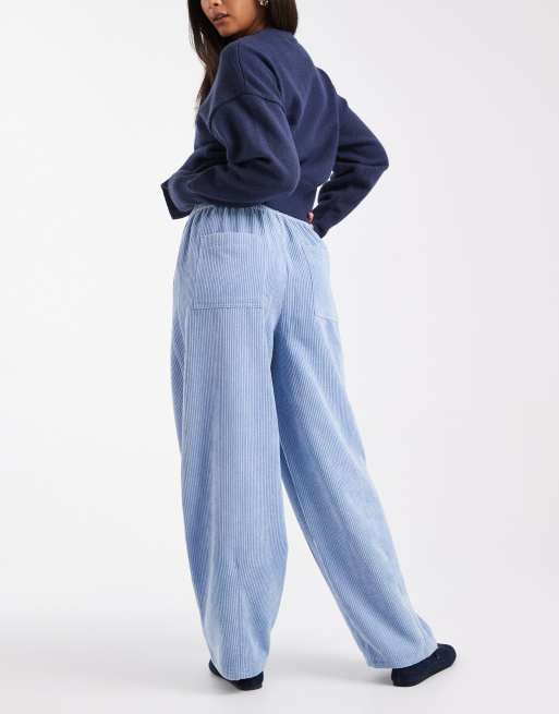 ASOS DESIGN - Pantaloni bombati in tessuto a coste blu, 3 di 5