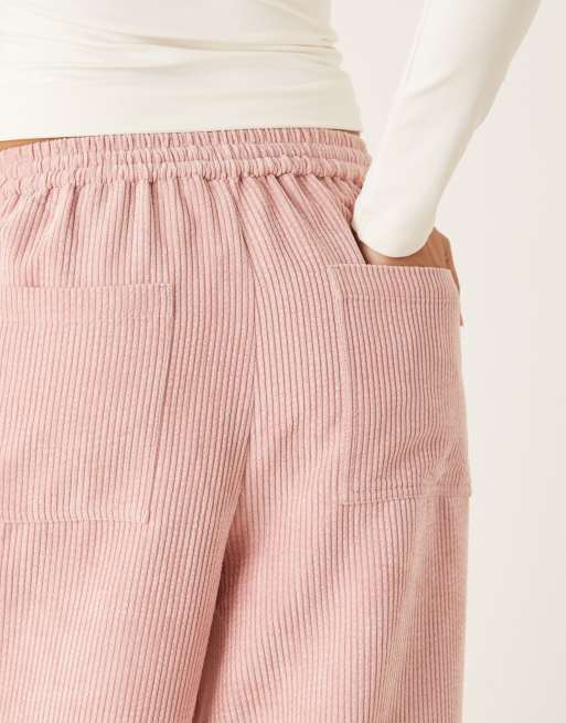 ASOS DESIGN - Pantaloni bombati in tessuto a coste color rosa confetto, 2 di 5
