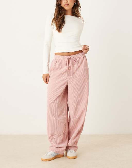 ASOS DESIGN - Pantaloni bombati in tessuto a coste color rosa confetto, 3 di 5