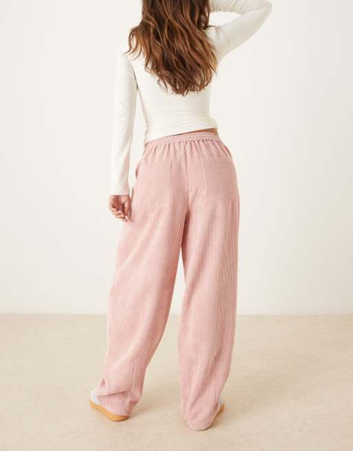 ASOS DESIGN - Pantaloni bombati in tessuto a coste color rosa confetto, 5 di 5