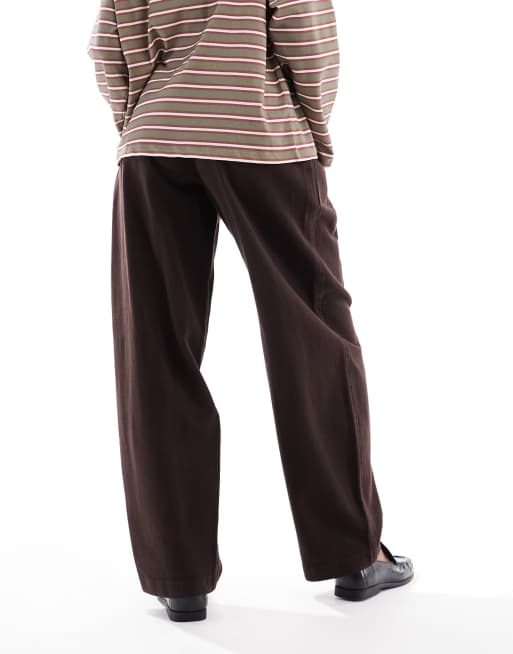 ASOS DESIGN - Pantaloni bombati marrone slavato con cintura, 3 di 5