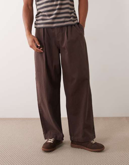 ASOS DESIGN - Pantaloni bombati marroni con pieghe, 2 di 5