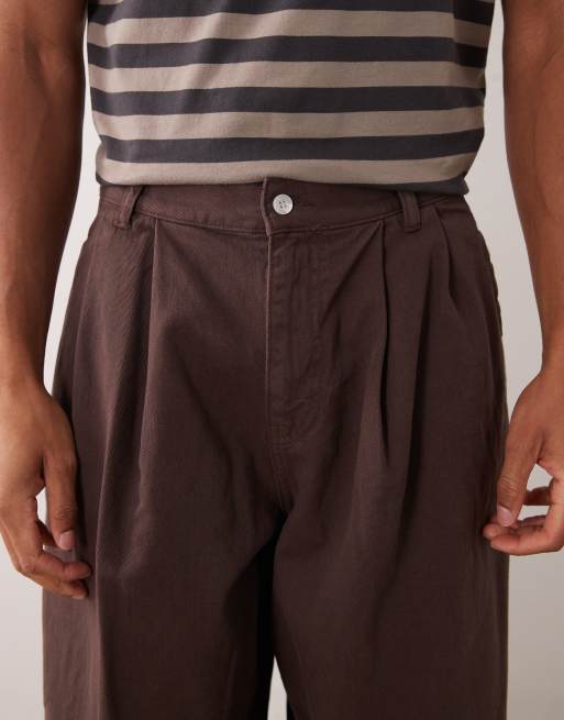 ASOS DESIGN - Pantaloni bombati marroni con pieghe, 4 di 5
