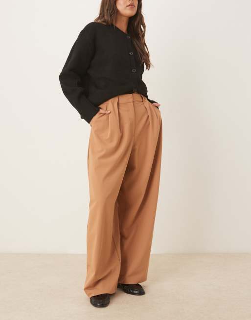 ASOS DESIGN - Pantaloni bombati sartoriali color cammello