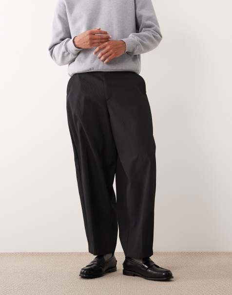 ASOS DESIGN - Pantaloni bombati sartoriali neri a coste testurizzati - view 1
