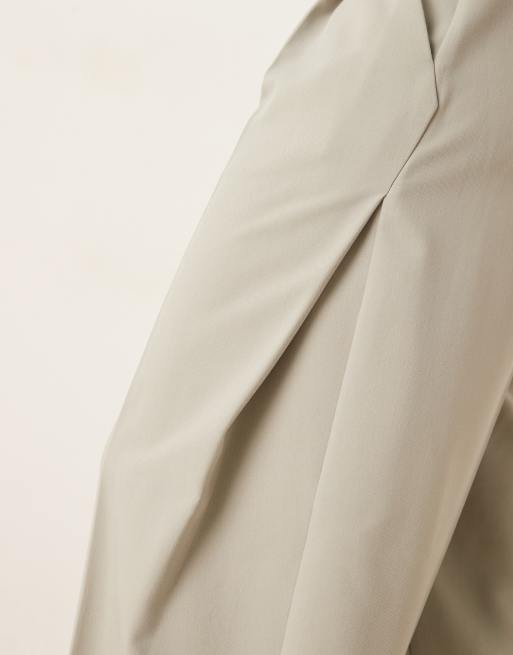 ASOS DESIGN - Pantaloni bombati sartoriali verde salvia con pieghe laterali, 2 di 5