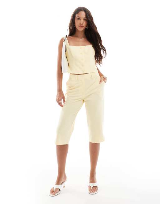ASOS DESIGN - Pantaloni capri sartoriali color latticello