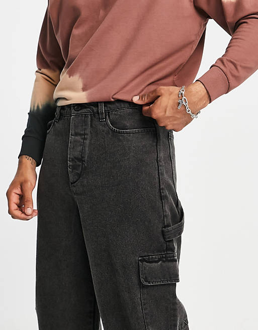 Pantaloni cargo a fondo ampio con lavaggio vintage Asos Uomo Abbigliamento Pantaloni e jeans Pantaloni Pantaloni a zampa 