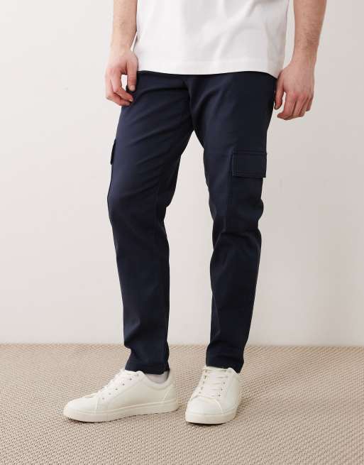 ASOS DESIGN - Pantaloni cargo affusolati blu navy, 2 di 5