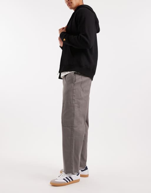 ASOS DESIGN - Pantaloni cargo affusolati eleganti grigio antracite con pieghe, 3 di 5