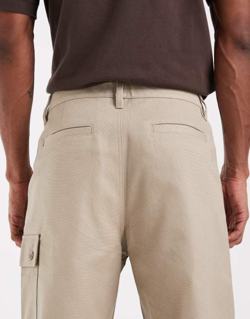 ASOS DESIGN - Pantaloni cargo ampi oversize beige in coordinato, 4 di 5