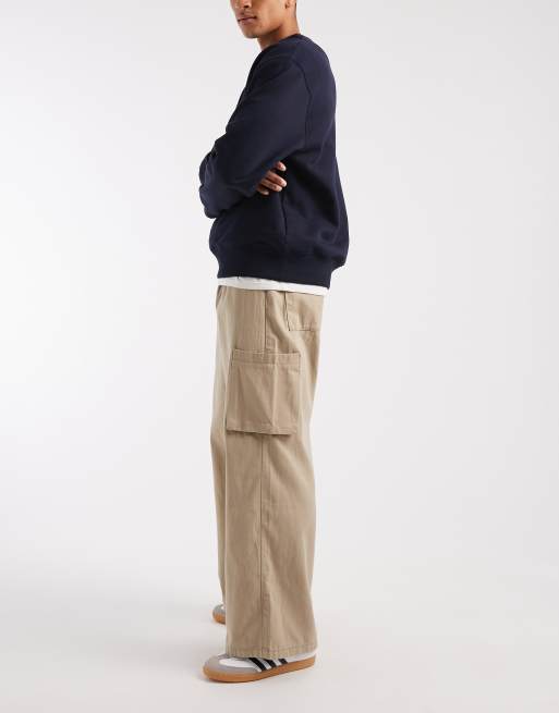 ASOS DESIGN - Pantaloni cargo beige ampi, 3 di 5