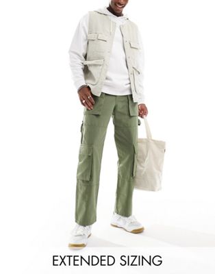 ASOS DESIGN relaxed cargo trouser in washed khaki - ASOS Price Checker