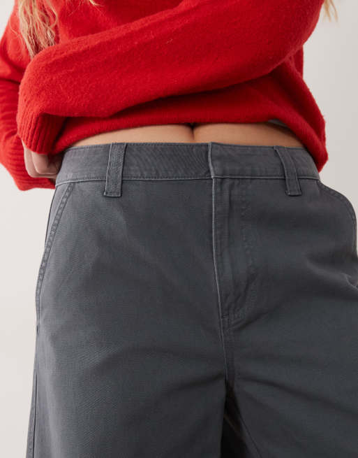 ASOS DESIGN pantaloni cargo con orlo risvoltato e dettaglio tasca in antracite, 3 di 5