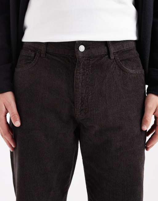 ASOS DESIGN - Pantaloni cargo dritti marroni in tessuto a coste, 5 di 5