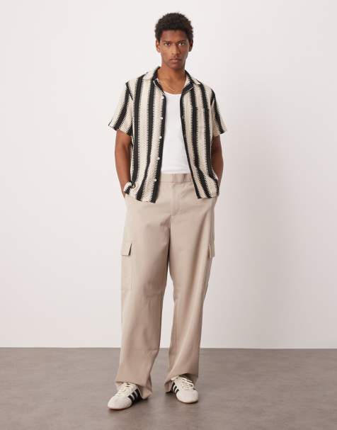 ASOS DESIGN - Pantaloni cargo eleganti a fondo ampio color pietra con elastico in vita - view 1