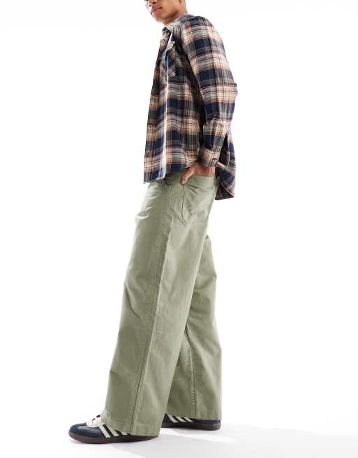 ASOS DESIGN - Pantaloni cargo larghi in tela color kaki, 3 di 5