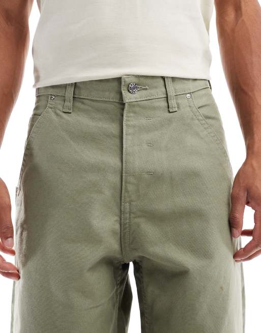 ASOS DESIGN - Pantaloni cargo larghi in tela color kaki, 4 di 5