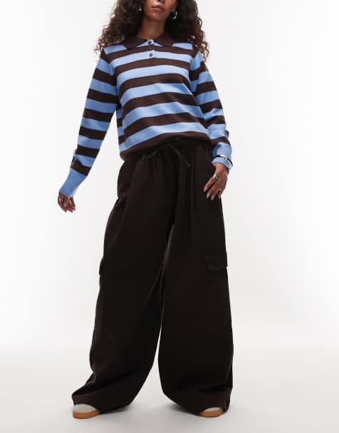 ASOS DESIGN - Pantaloni cargo multitasche slavati marroni - view 1