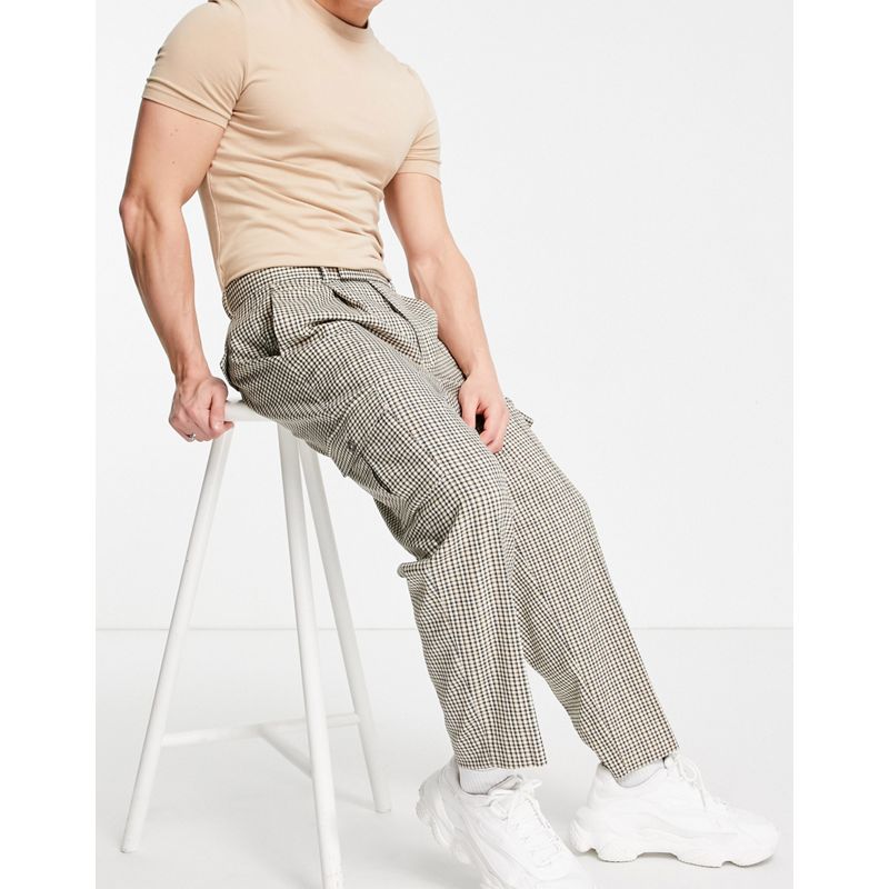 Pantaloni cargo Pantaloni e chino DESIGN - Pantaloni cargo oversize eleganti affusolati, colore beige a quadri