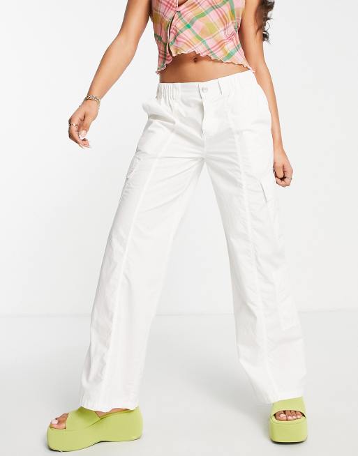 ASOS DESIGN - Pantaloni cargo stile anni '00 bianchi a vita bassa, 4 di 4