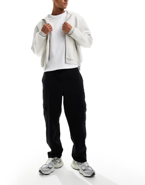 ASOS DESIGN - Pantaloni cargo vestibilità comoda affusolati neri con pieghe - view 1