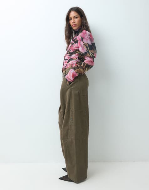 ASOS DESIGN pantaloni casual utility con dettaglio tasche in khaki slavato - view 1