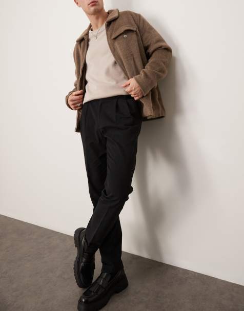 ASOS DESIGN - Pantaloni chino eleganti slim in cotone neri con pieghe doppie - view 1