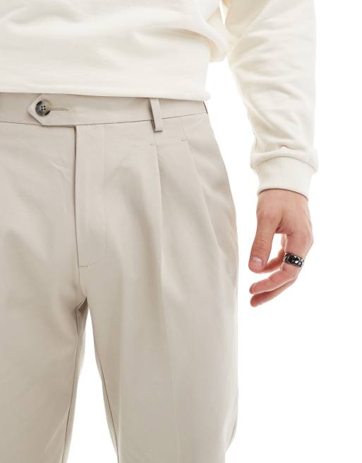 ASOS DESIGN - Pantaloni chino slim premium eleganti color pietra con risvolti, 5 di 5