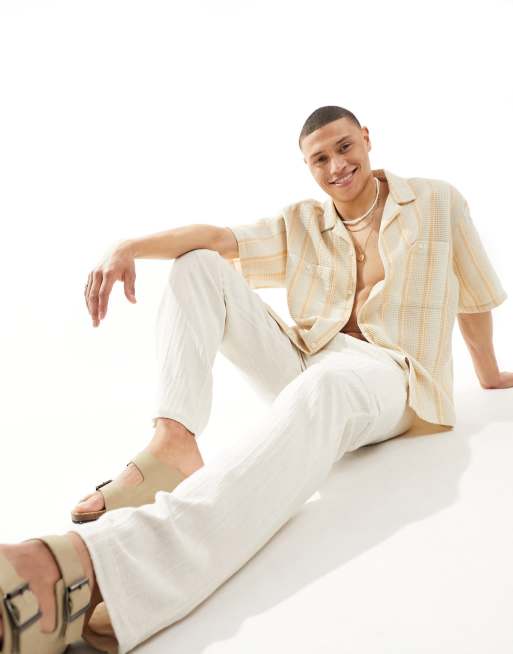 ASOS DESIGN - Pantaloni comodi beige chiaro testurizzato, 2 di 4