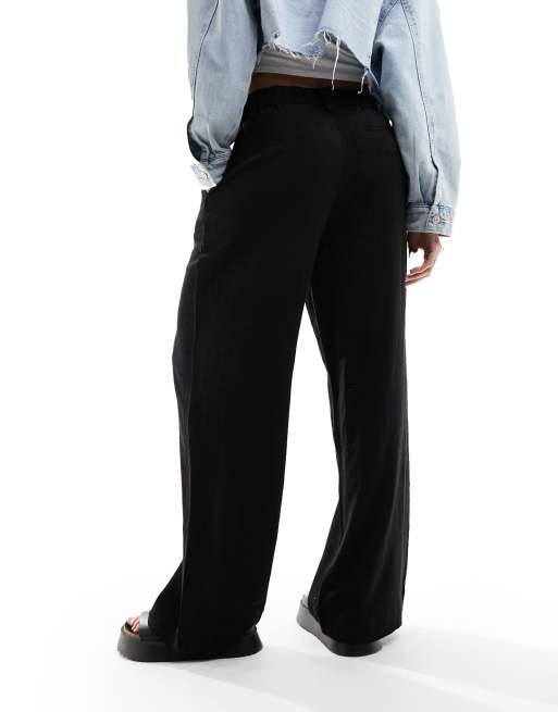 ASOS DESIGN - Pantaloni comodi dritti neri in misto lino , 3 di 5