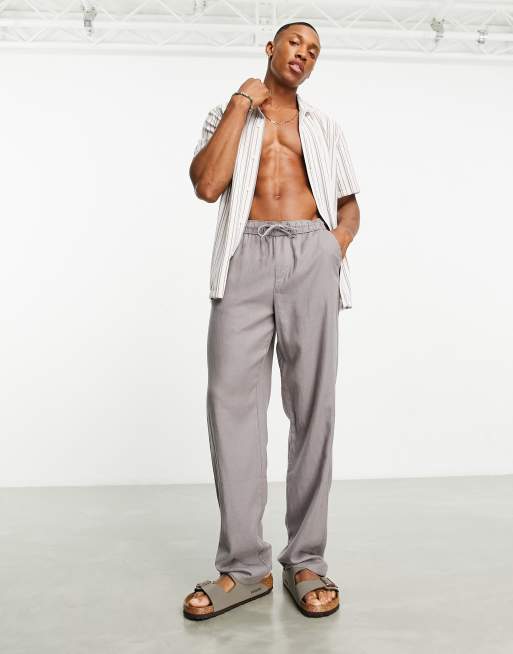 ASOS DESIGN - Pantaloni comodi in lino grigi