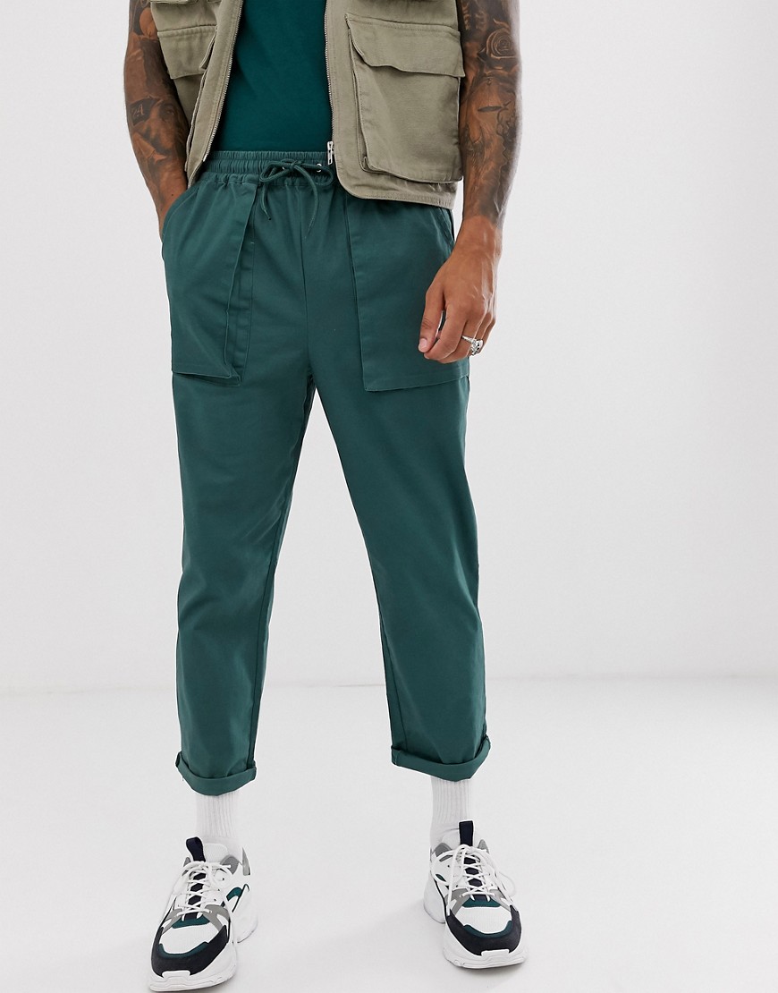 ASOS DESIGN - Pantaloni comodi verde profondo con tasche
