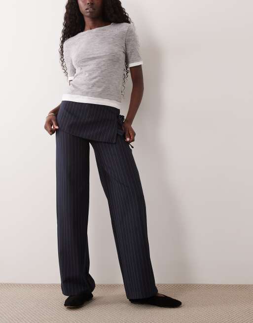 ASOS DESIGN pantaloni con dettaglio in vita a righe sottili