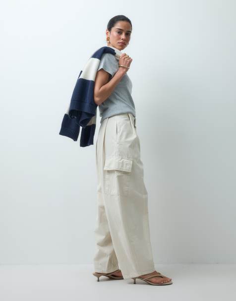 ASOS DESIGN pantaloni con dettaglio in vita plissettata color ecru - view 1