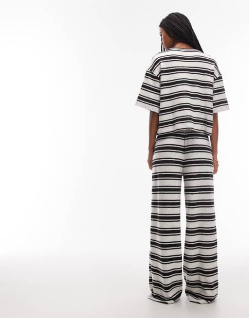 ASOS DESIGN - Pantaloni con fondo ampio a righe spazzolati in coordinato, 5 di 5