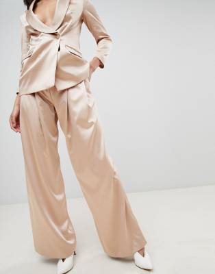 Pantaloni Con Fondo Ampio Sartoriali Da Cerimonia Asos Design Rosa Donna