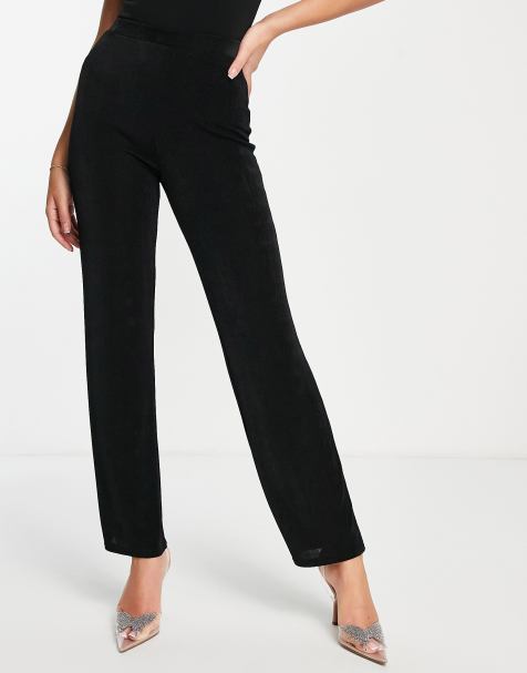 Asos Donna Abbigliamento Pantaloni e jeans Pantaloni Leggings & Treggings Pantaloni a fondo ampio neri con pieghe sul davanti 