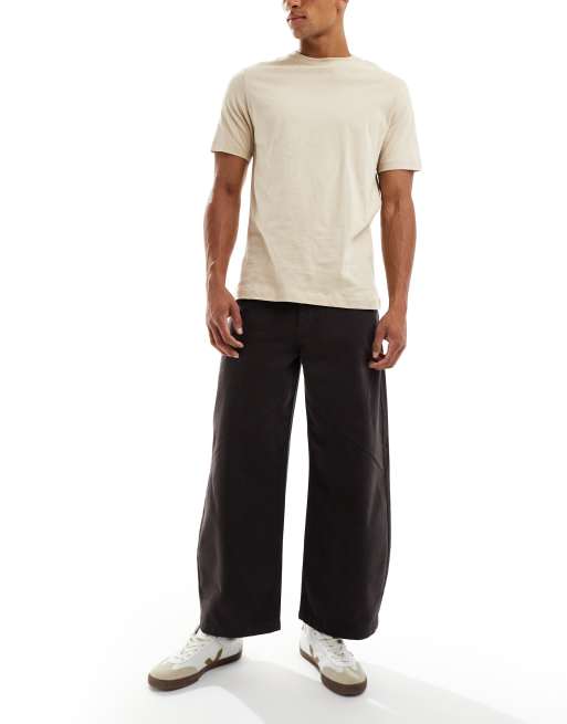ASOS DESIGN - Pantaloni con gamba cilindrica marroni con dettaglio cuciture