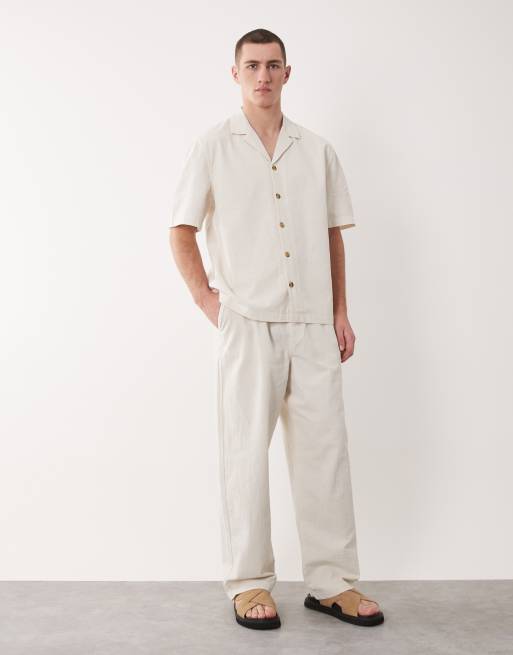 ASOS DESIGN pantaloni coordinati ampi testurizzati color ecru, 1 di 5