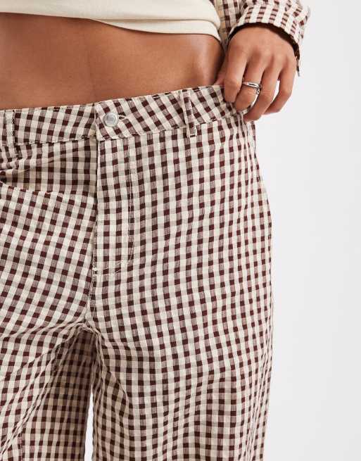 ASOS DESIGN pantaloni coordinati balloon a quadretti marroni, 4 di 5