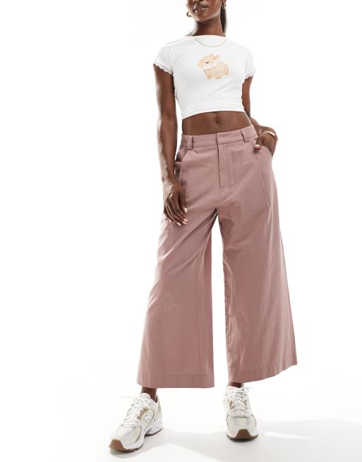 ASOS DESIGN - Pantaloni corti a fondo ampio color visone