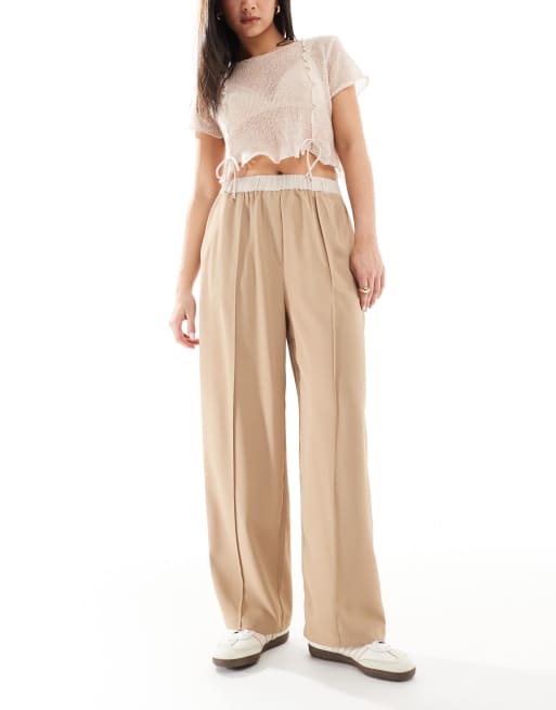ASOS DESIGN - Pantaloni corti color cammello con dettaglio a contrasto in vita