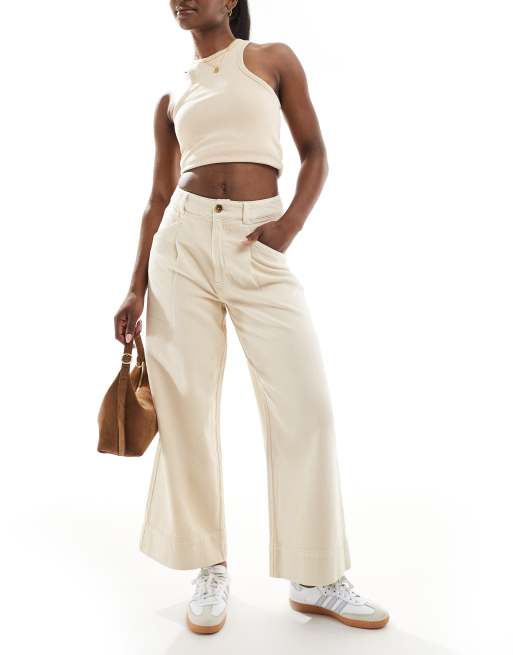 ASOS DESIGN - Pantaloni corti con fondo ampio color sabbia slavato