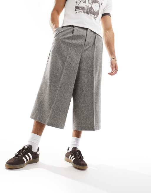 ASOS DESIGN - Pantaloni corti eleganti grigi microtesturizzati