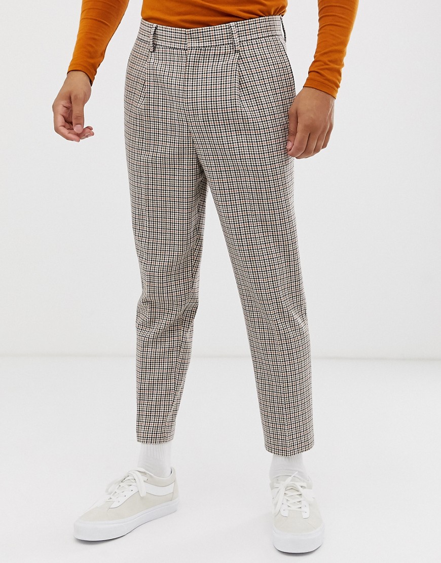 ASOS DESIGN - Pantaloni cropped eleganti affusolati in misto lana beige con cavallo basso