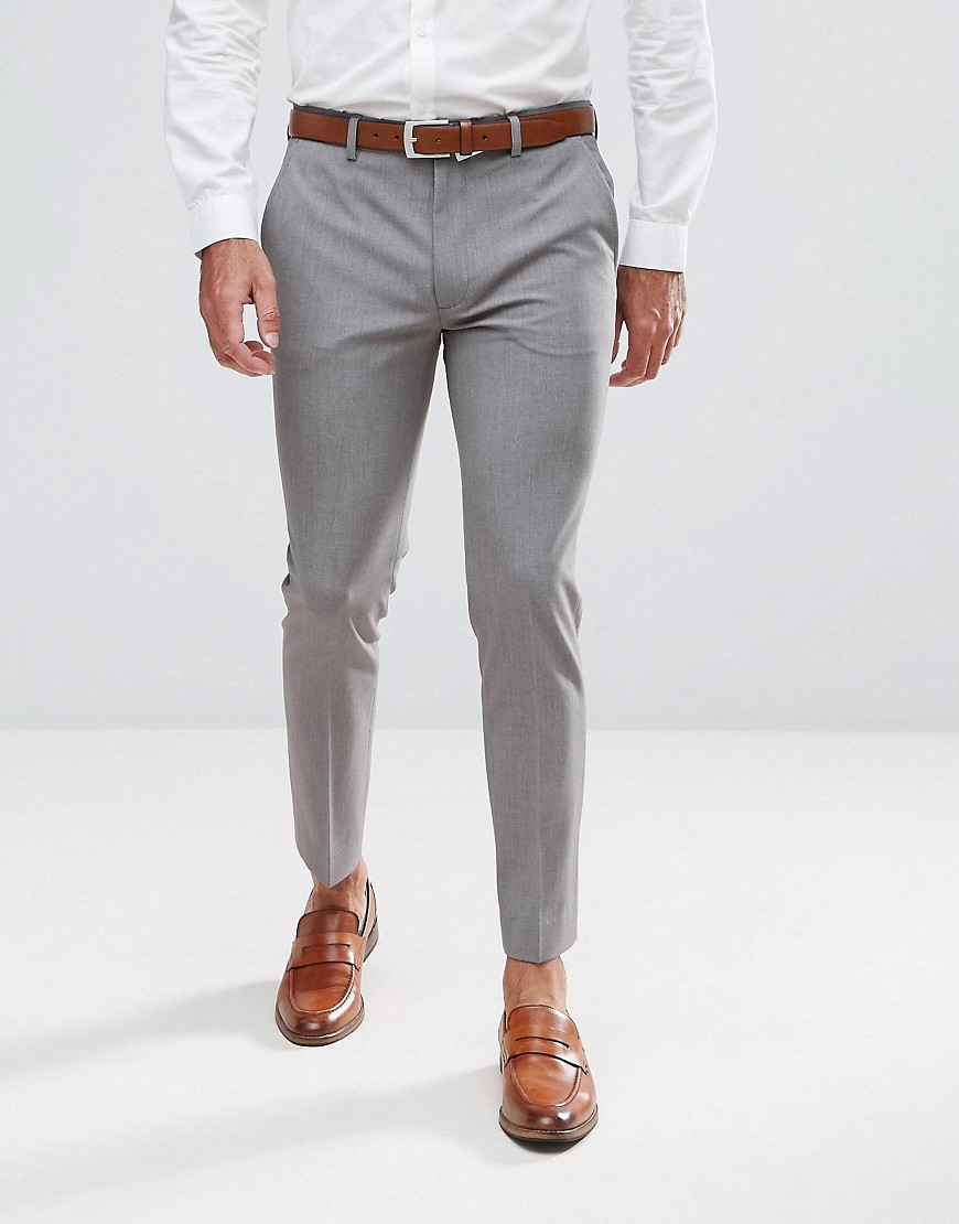 ASOS DESIGN - Pantaloni cropped eleganti super skinny grigio medio
